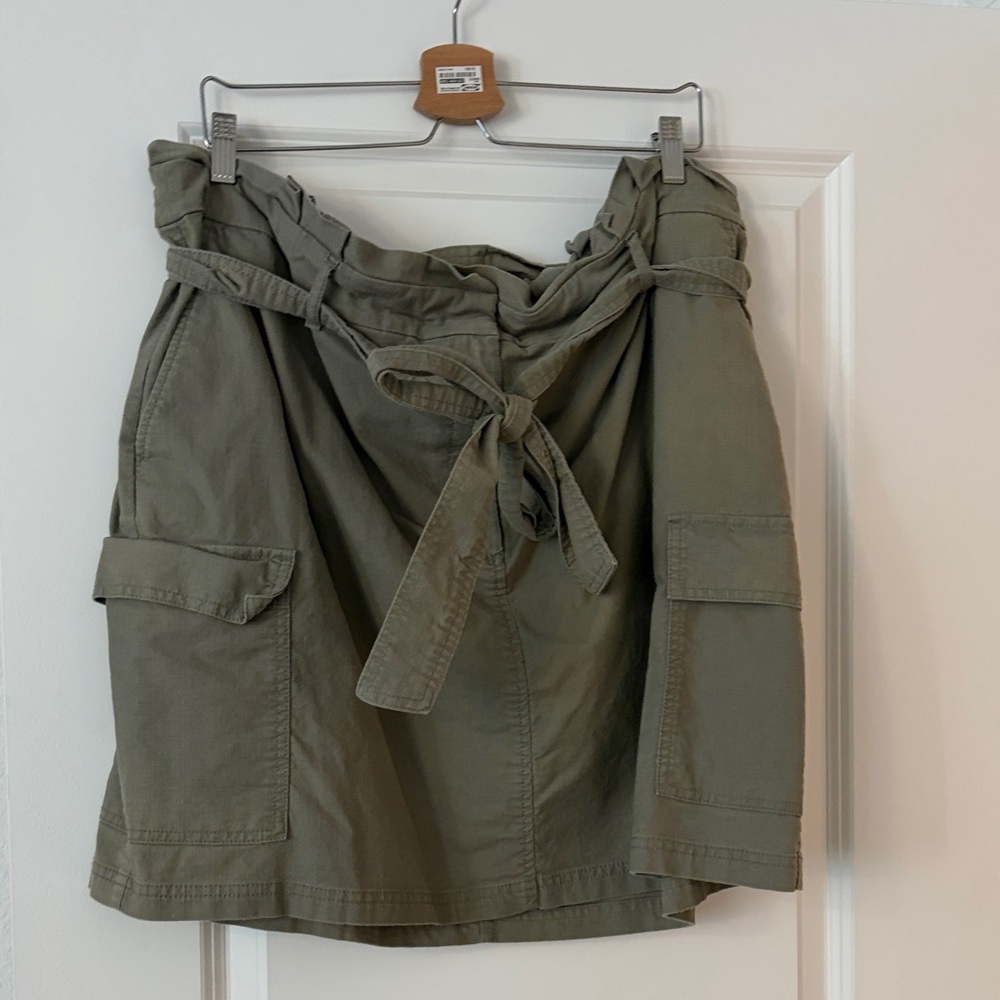 LOFT Plus Khaki Skirt with Tie Belt